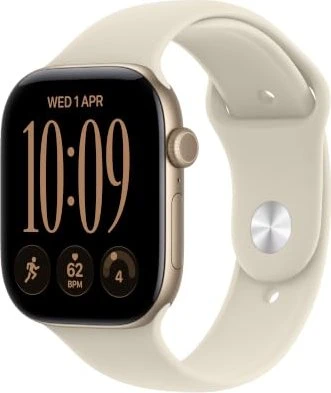 Apple Watch Series 12 (GPS) 46mm Aluminium lichtgold mit Sportarmband S/M sand
