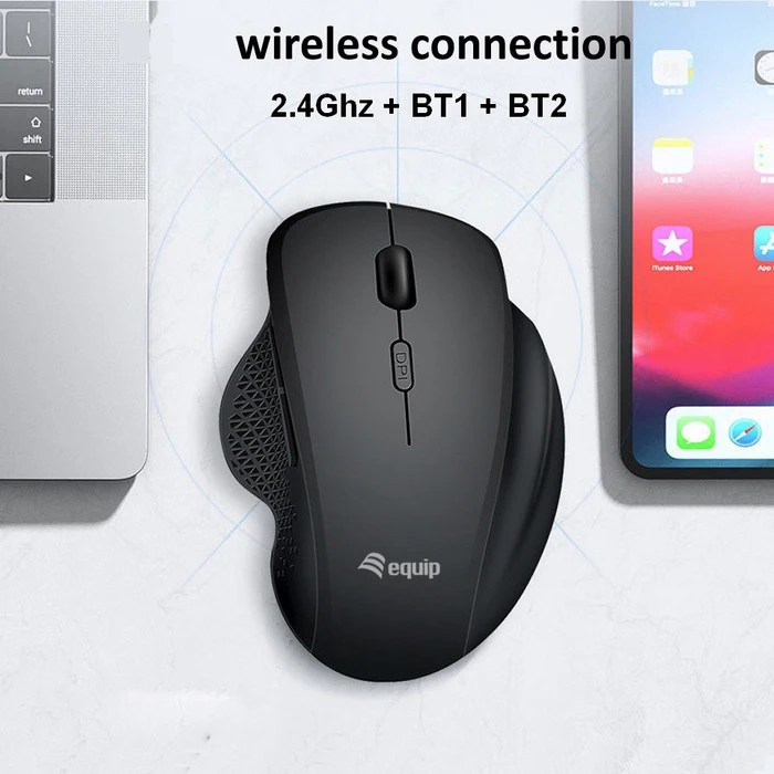 Equip Rechargeable Dual Mode Wireless Mouse schwarz, USB/Bluetooth