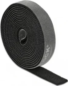 DeLOCK Klettband auf Rolle, 15mm, 2m, schwarz