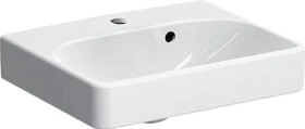 Geberit Smyle Square Handwaschbecken 45cm, Hahnloch mittig, mit Überlauf asymmetrisch, weiß/KeraTect