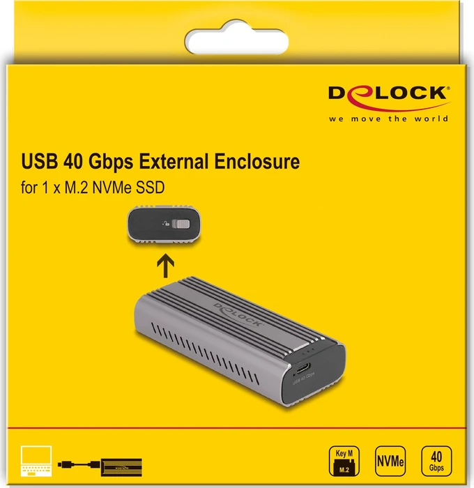 DeLOCK Externes Gehäuse für M.2 NVMe SSD, USB4