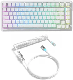 Attack Shark X82PRO HE Magnetic 75% inkl. Spiralkabel, weiß mit Kontur, LEDs RGB, Outemu White Jade Magnetic, USB/Bluetooth, US