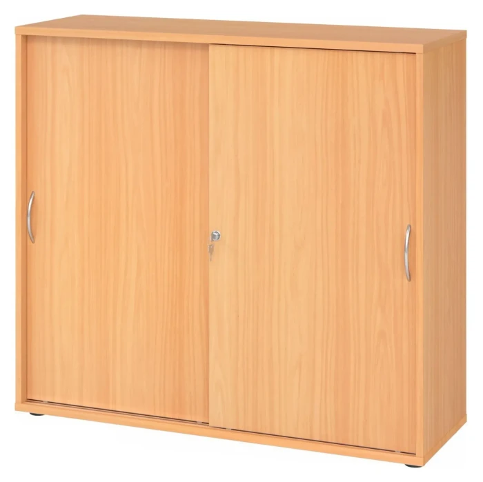 Hammerbacher Schiebetürenschrank 3OH V1753S, Bogengriff Metall, buche, Aktenschrank