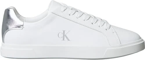 Calvin Klein Brooke Leather Silver Tab Trainers bright white/silver (Damen)
