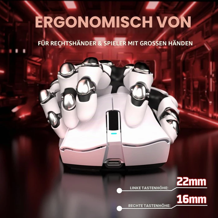 Attack Shark V3 Tri-mode Wireless Gaming Mouse, weiß, USB/Bluetooth