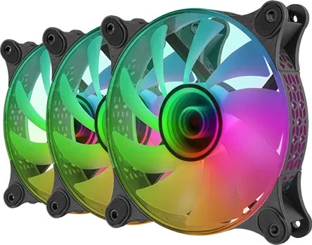 Mars Gaming MF-3D Kit, schwarz, LED-Steuerung, Fernbedienung, Lüftersteuerung, 120mm, 3er-Pack
