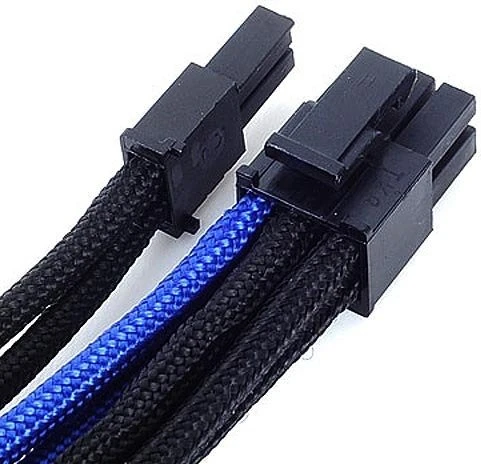SilverStone PP07-PCIBA, 6/8-Pin PCIe Verlängerung 250mm, sleeved schwarz/blau