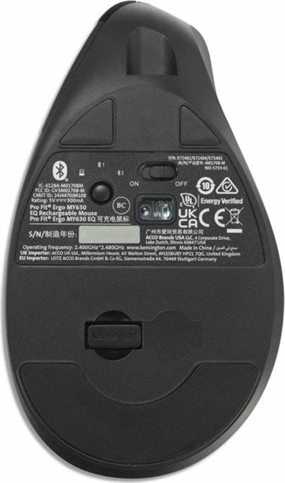 Kensington Pro Fit Ergo MY360 EQ Wireless Mouse, schwarz, USB/Bluetooth