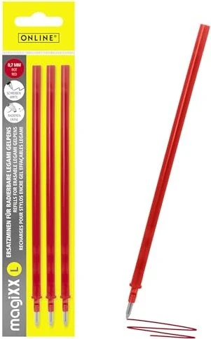 ONLINE magiXX L Refill Gel-Mine 0.7mm rot, 3er-Set