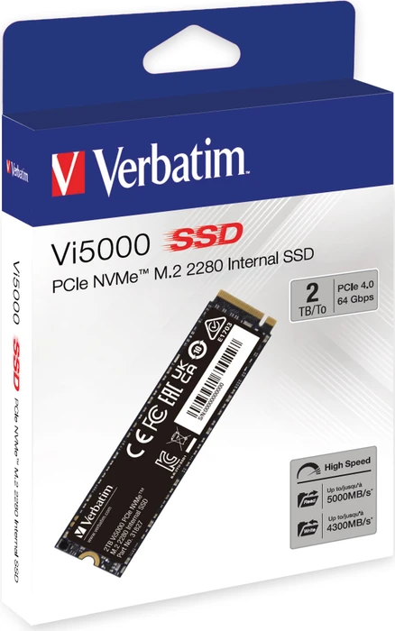 Verbatim Vi5000 PCIe NVMe SSD 2TB, M.2 2280 / M-Key / PCIe 4.0 x4