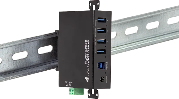 LogiLink Industrial Railmount USB-Hub, 4x USB-A 3.0, USB-B 3.0 [Buchse]
