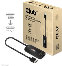 Club 3D HDMI 2.1 [Stecker] auf USB-C [Buchse] Adapterkabel, aktiv, schwarz (CAC-1336)