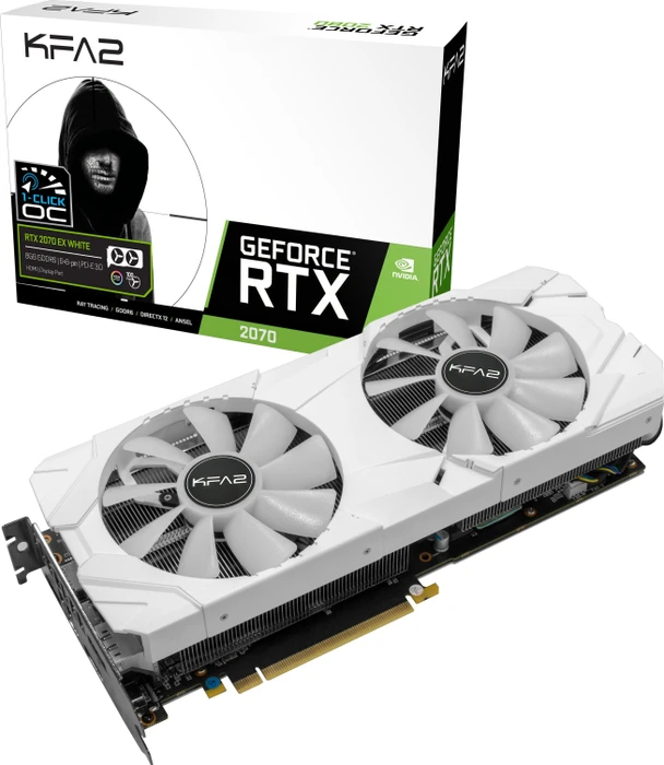 KFA2 GeForce RTX 2070 EX White (1-Click OC), 8GB GDDR6, HDMI, 2x DP