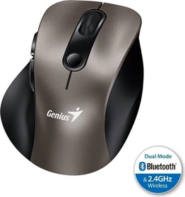 Genius Ergo 9000S Wireless Bluetooth Mini Ergo Silent Mouse Champagne Titanium, USB/Bluetooth
