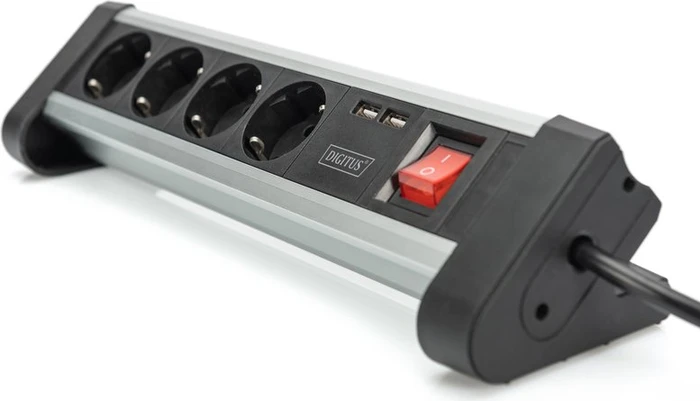 Digitus Office Tisch-Steckdosenleiste, 4-fach, 2x USB-A, 1.5m