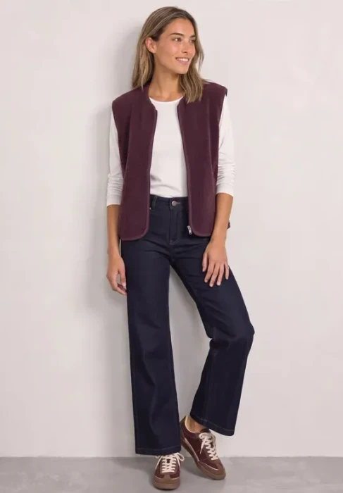 Street One Teddy mit Zipper und Corddetails Weste rustic rouge (Damen)