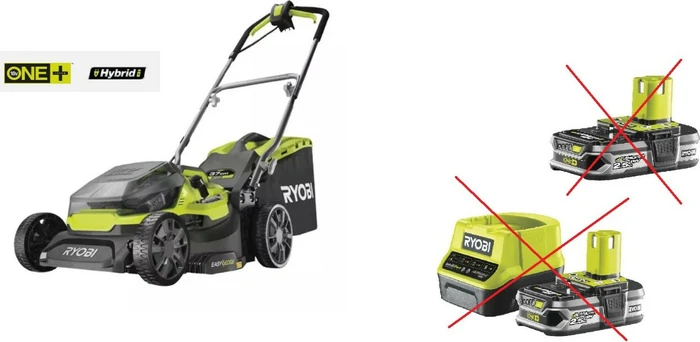 Ryobi RY18LMH37A-225 Hybrid Elektro-/Akku-Rasenmäher inkl. 2 Akkus 2.5Ah
