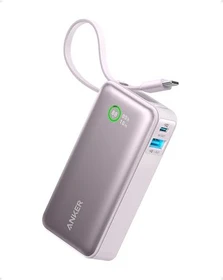 Anker Nano Power Bank (30W, Built-In USB-C Cable) lila