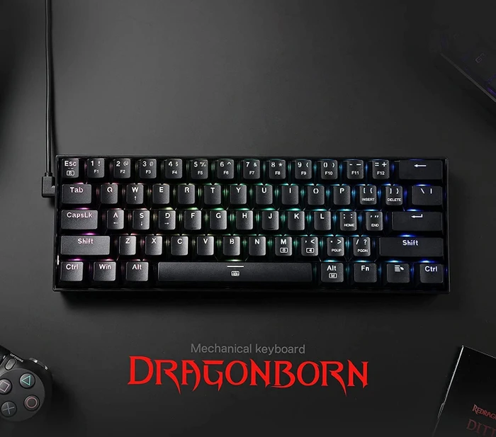 Redragon K630 Dragonborn, schwarz, LEDs RGB, hot-swap, Redragon BLUE, USB, US