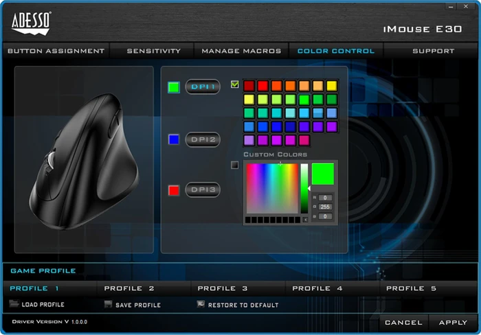 Adesso iMouse E30 Wireless Vertical Programmable Mouse schwarz, USB