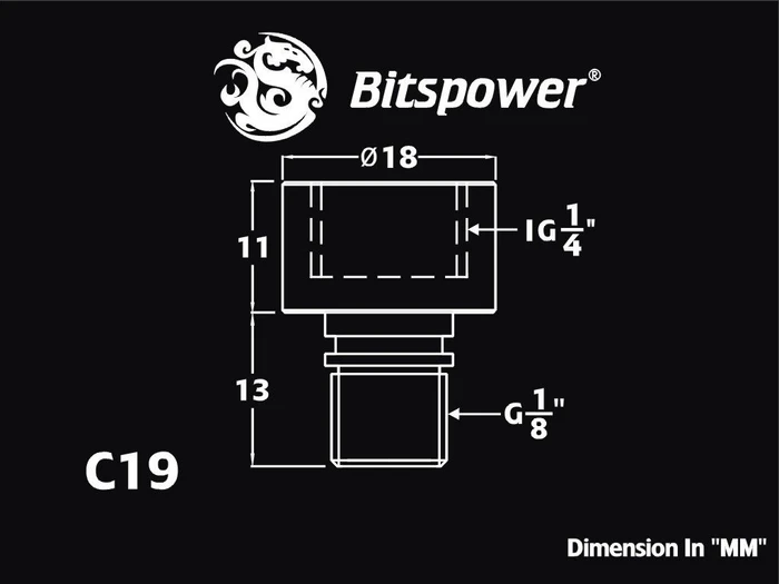 Bitspower Auslass-Adapter auf G1/4" für Eheim 1046 matt schwarz