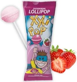 Miradent XyliPOPs Zahnremineralisierung Zahnpflege Lollipop Erdbeere, 150g (25x 6g)