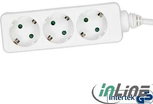 InLine Steckdosenleiste, 3-fach, mit Kindersicherung, 3m, weiß
