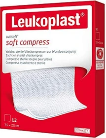BSN medical Leukoplast Cutisoft Vlieskompresse steril, 7.5 x 7.5cm, 12 Stück