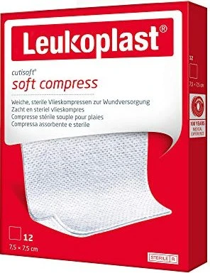 BSN medical Leukoplast Cutisoft Vlieskompresse steril, 7.5 x 7.5cm, 12 Stück