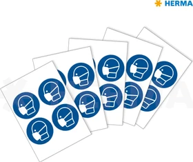 Herma Hinweisetiketten Mundschutz tragen rund, 100mm, ablösbar, wetterfest, blau, matt, 5 Blatt (20 Etiketten)