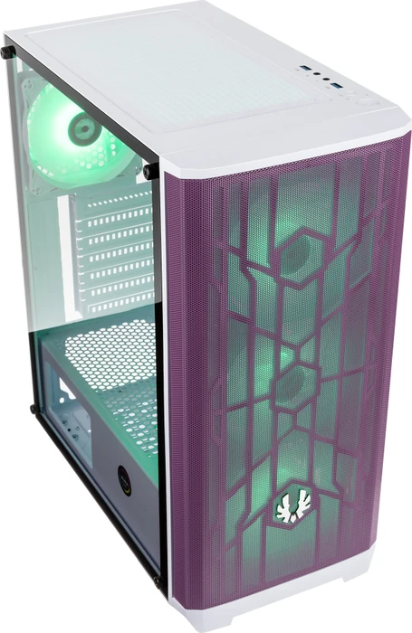 BitFenix Nova Mesh SE TG 4ARGB, weiß/violett, inkl. 4x Lüfter, Lüfter LED RGB, Glasfenster