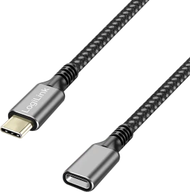 LogiLink USB-C Verlängerung, USB 3.0, 10Gb/s, USB-C 3.0 [Stecker] auf USB-C 3.0 [Buchse], Verlängerungskabel C/C, 2m, schwarz (CUA0109)