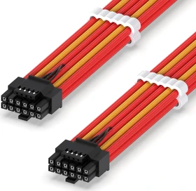 EZDIY-FAB 12VHPWR Kabel, 16-Pin PCIe 5.0 12VHPWR Stecker auf 16-Pin PCIe 5.0 12VHPWR Stecker, 16AWG, rot/gelb, 60cm