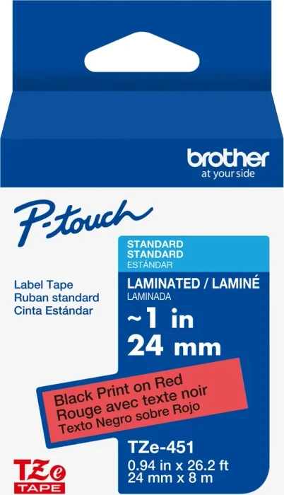 Brother TZe-451 Beschriftungsband, 24mm, schwarz/rot