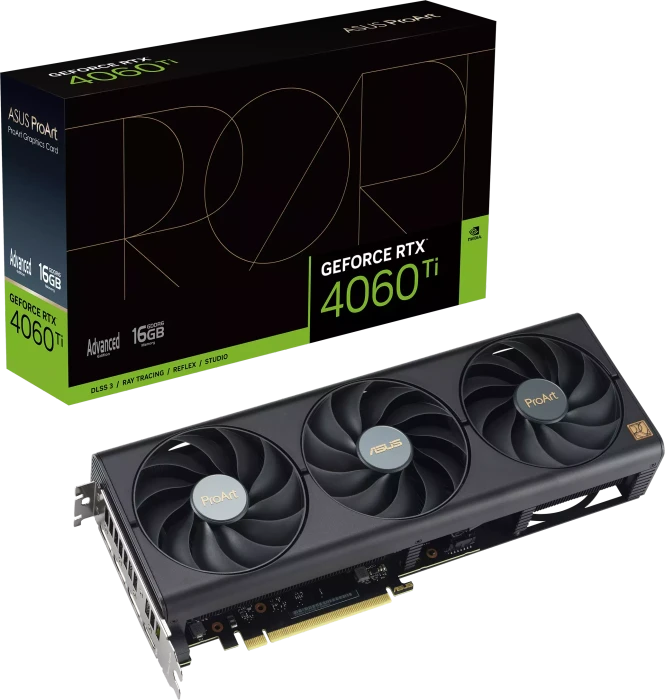 ASUS ProArt GeForce RTX 4060 Ti Advanced, PROART-RTX4060TI-A16G, 16GB GDDR6, HDMI, 3x DP