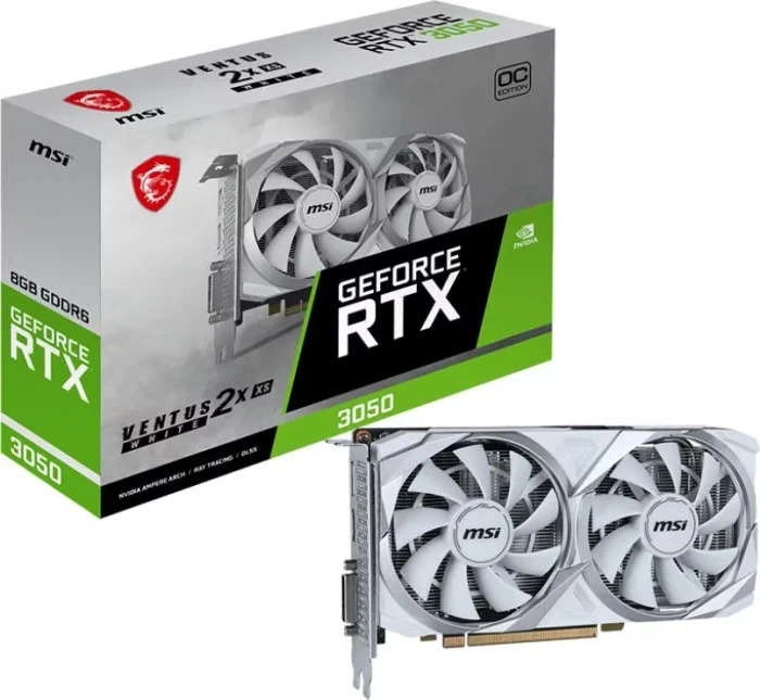 MSI GeForce RTX 3050 Ventus 2X XS 8G OC White, 8GB GDDR6, DVI, HDMI, DP
