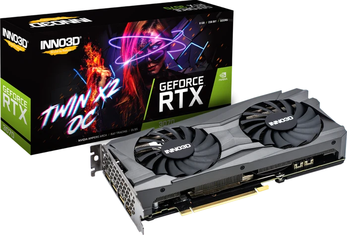 INNO3D GeForce RTX 3070 Twin X2 OC LHR, 8GB GDDR6, HDMI, 3x DP