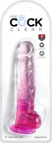 Pipedream King Cock Clear 8" Cock with Balls transparent/pink