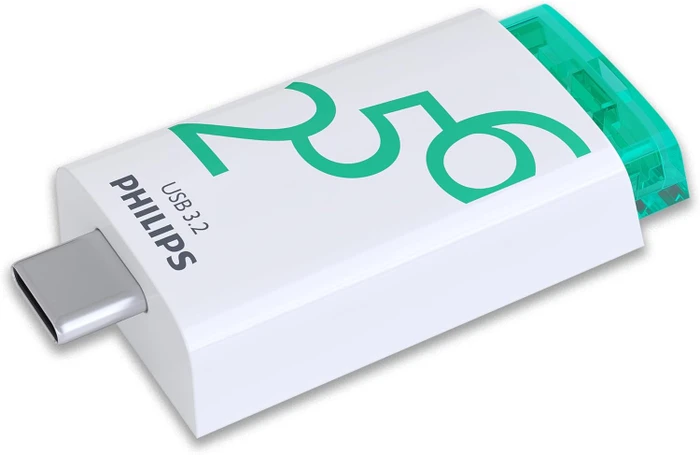 Philips Flash Drive Click Edition 256GB weiß/grün, USB-C, USB 3.2 Gen 1×1