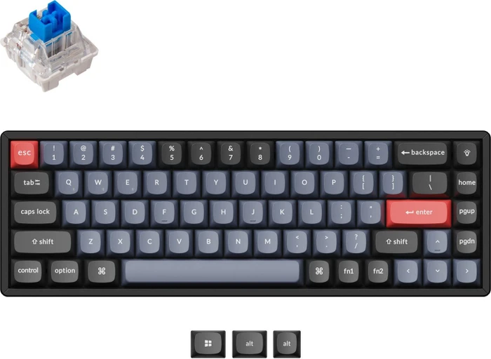 Keychron K6 Pro, PBT, schwarz/blaugrau, LEDs RGB, hot-swap, Keychron K Pro BLUE, USB/Bluetooth, US