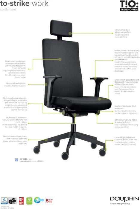 Trend!Office to-strike comfort pro Bürostuhl, schwarz