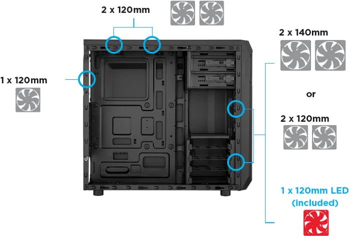 Corsair Carbide Series SPEC-01 Red LED, Acrylfenster