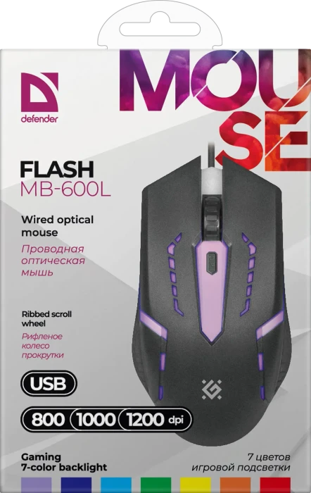 Defender Flash MB-600L Wired Mouse schwarz, USB