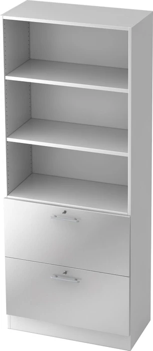 Hammerbacher HR-Schrank 5OH V7300, Relinggriff, weiß/silber, Aufbewahrungskombination