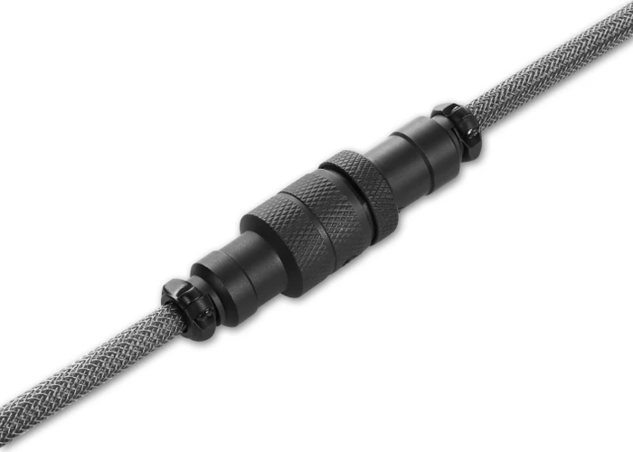 Sharkoon Skiller SGK50 Aviator Cable Set, USB-C [Stecker] auf USB-A [Stecker], Tastaturkabel (Spiral-Textilkabel), 1.85m, schwarz/grau