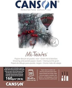 Canson Mi-Teintes Zeichenpapier, 320x410mm, glatt, schwarz, 20 Blatt