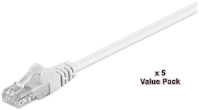 MicroConnect Patchkabel, Cat5e, U/UTP, RJ-45/RJ-45, 15m, weiß, 5er-Pack