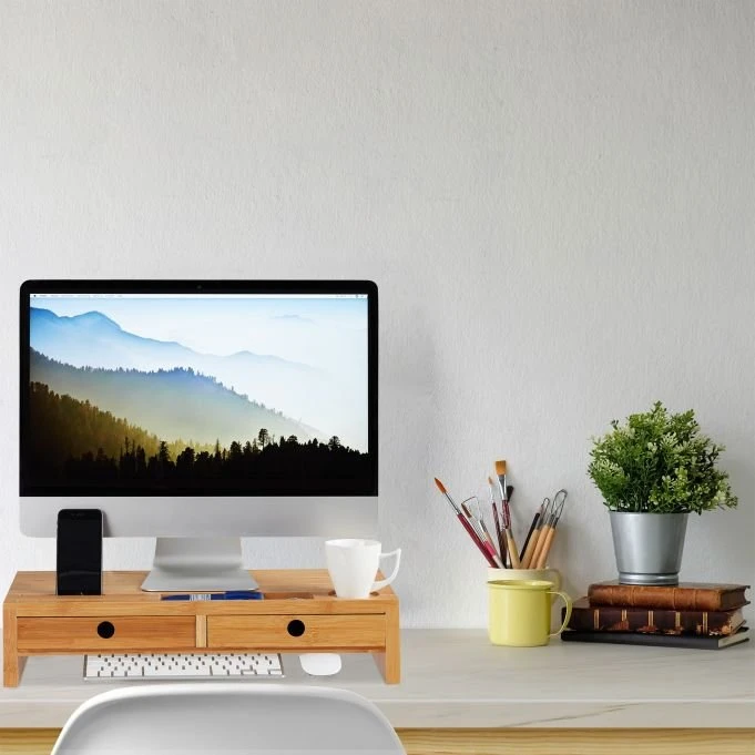 Relaxdays Monitorständer mit 2 Schubladen