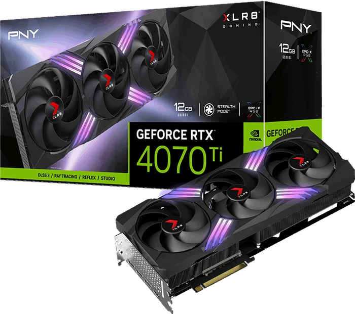 PNY GeForce RTX 4070 Ti XLR8 Gaming Verto Epic-X RGB Triple Fan, 12GB GDDR6X, HDMI, 3x DP