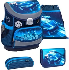 Belmil Mini-Fit Racing Blue Neon Schultaschen-Set, 4-tlg.